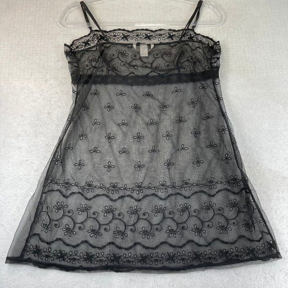 NWOT VS VICTORIAS SECRET Womens L Black Sheer Adjustable Straps Nightgown Nighty - Picture 13 of 13